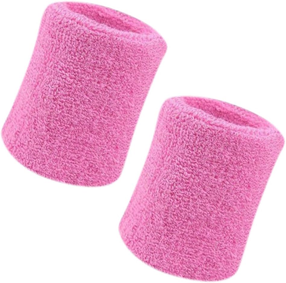 Vidillo 2 Pack 4 inch Wrist Bands Sweatbands Soft Thick Cotton Wrist Bands for Tennis Gym…