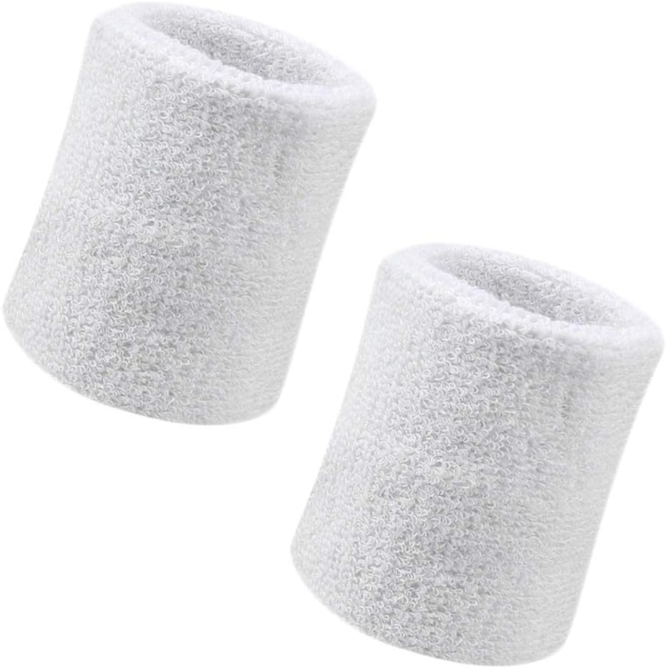 Vidillo 2 Pack 4 inch Wrist Bands Sweatbands Soft Thick Cotton Wrist Bands for Tennis Gym…