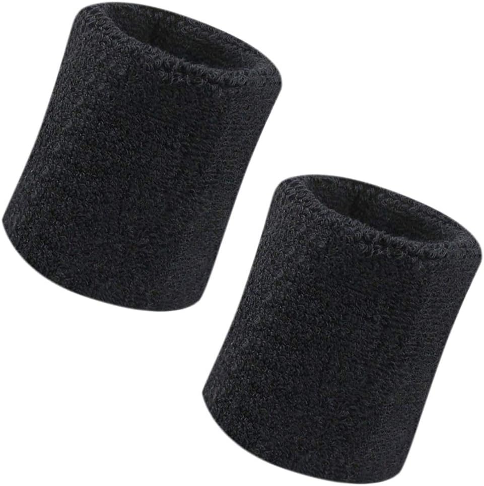 Vidillo 2 Pack 4 inch Wrist Bands Sweatbands Soft Thick Cotton Wrist Bands for Tennis Gym…