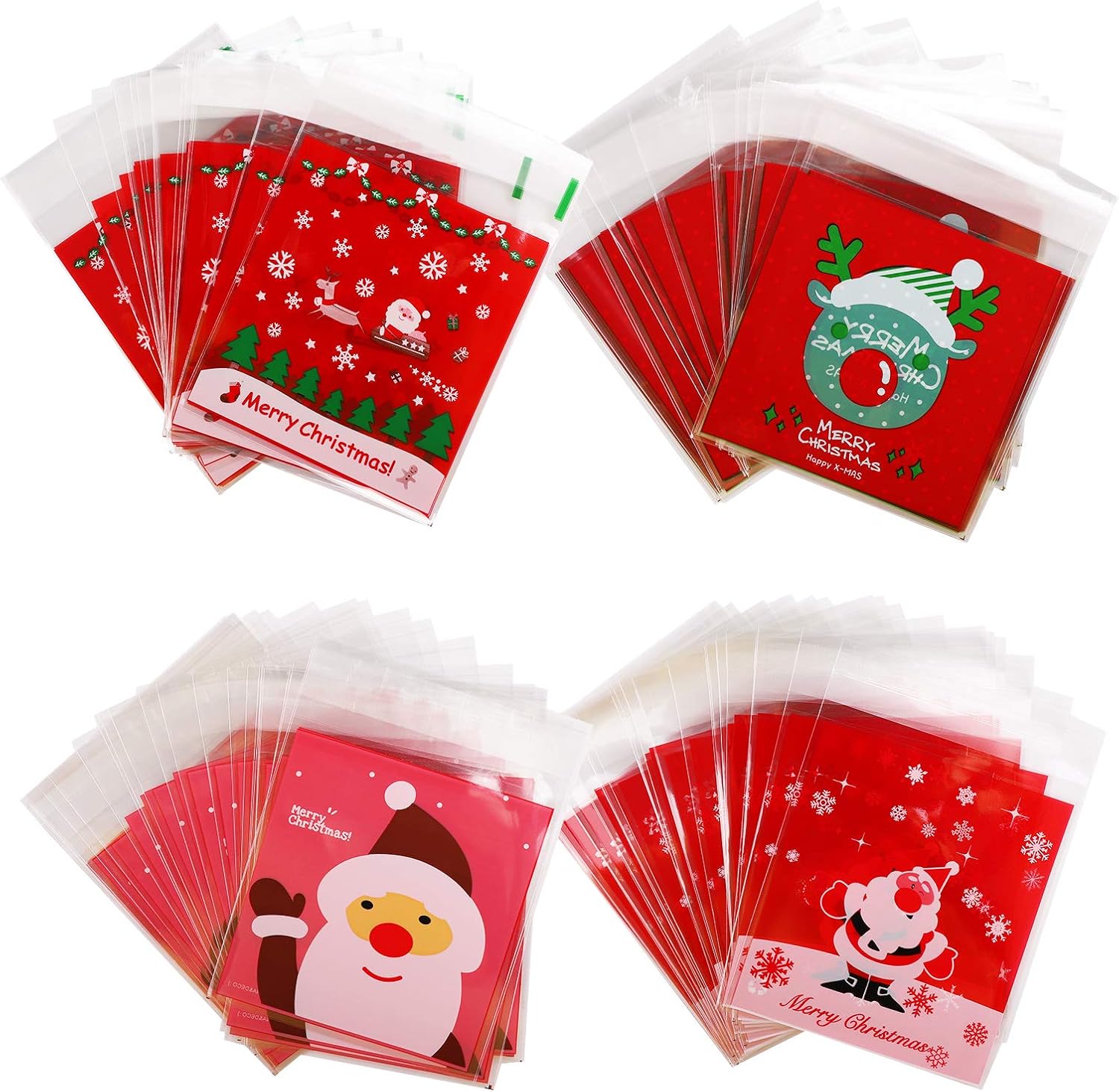 Gift Bags 400pcs Christmas Candy Cake Biscuit Cookie Sweet Bag Self Adhesive Cellophane…