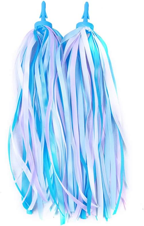 Vidillo 2 PCS Kid's Rainbow Bike Streamers For Girls Boys Blue Bike Tassels
