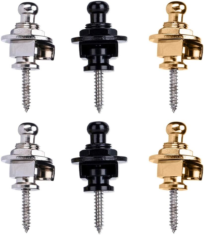 Guitar Strap Locks Set 6 Pack Strap Lock Set for Electric and Bass Guitars