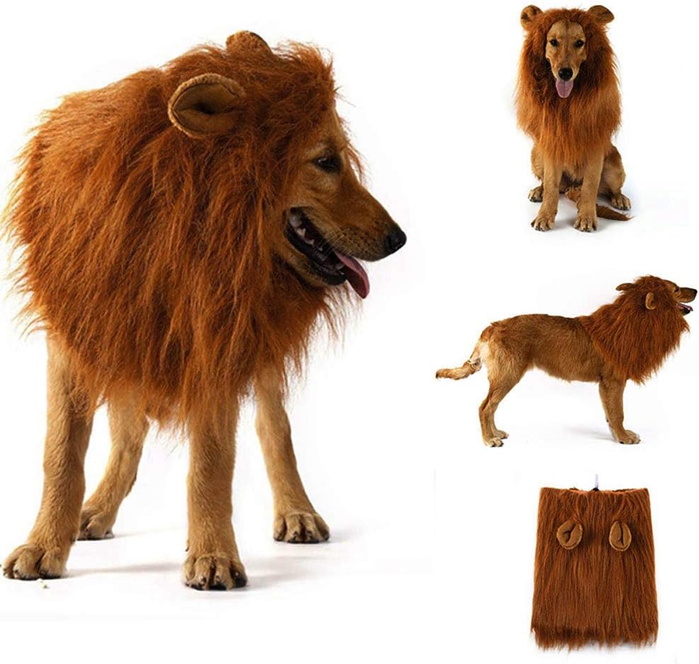 Lion Mane Costume - Adjustable Pet Lion Mane Wig with Ears for Medium & Large Dogs…