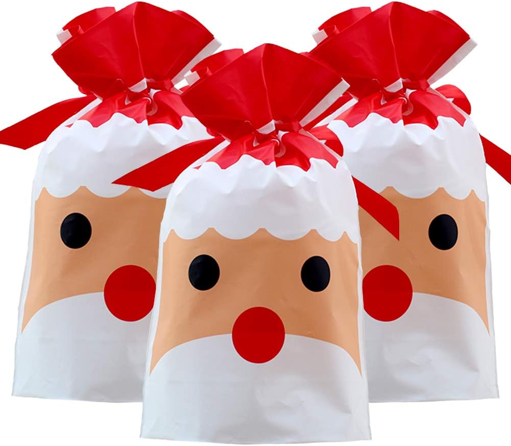 Drawstring Gift Bags - 50pcs Red Santa Claus Xmas Wrapping Present Gift Package Candy…