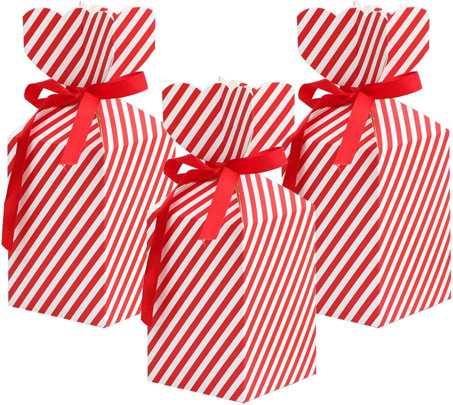 50Pcs Christmas Candy Box for Favor Gift With 50 Ribbon - Xmas DIY Treat Present Box for…