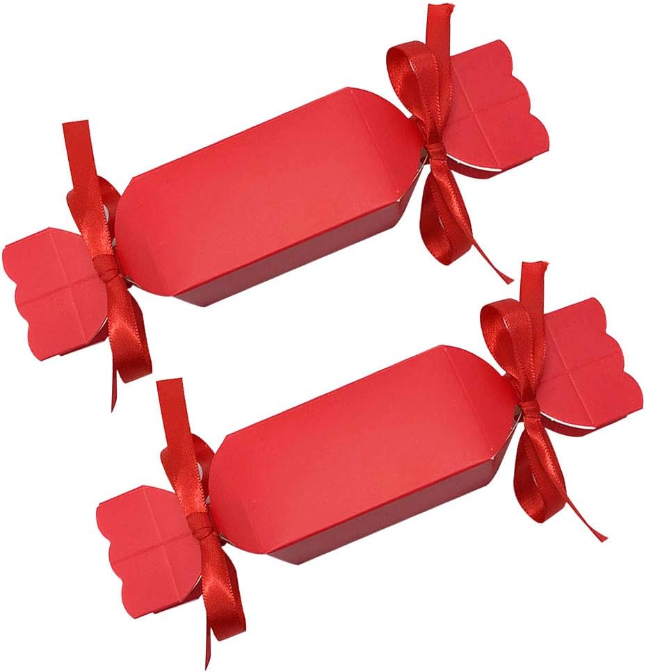 50Pcs Candy Box for Favor Christmas Box with 100 Ribbon, Xmas Giftbox DIY Gift Cake Boxes…