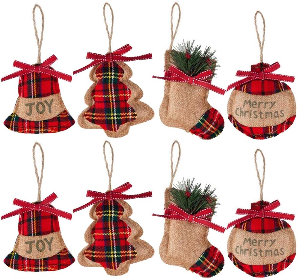 8-Piece Xmas Hanging Decorations-Christmas Ornaments with Bell,Stocking