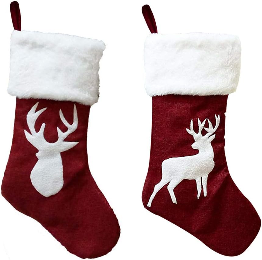 Christmas Stocking 2Pcs 18" Large Christmas Stockings Bulk Reindeer Xmas Stockings for…