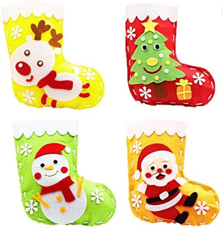 Mini Christmas Stocking Sewing Craft for Kids, Christmas Tree/Reindeer/Santa/Snowman Xmas…