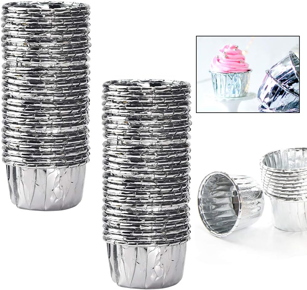 Silver Baking Cups 100Pcs Metallic Small Baking Cupcake Liner Cupcake Cases