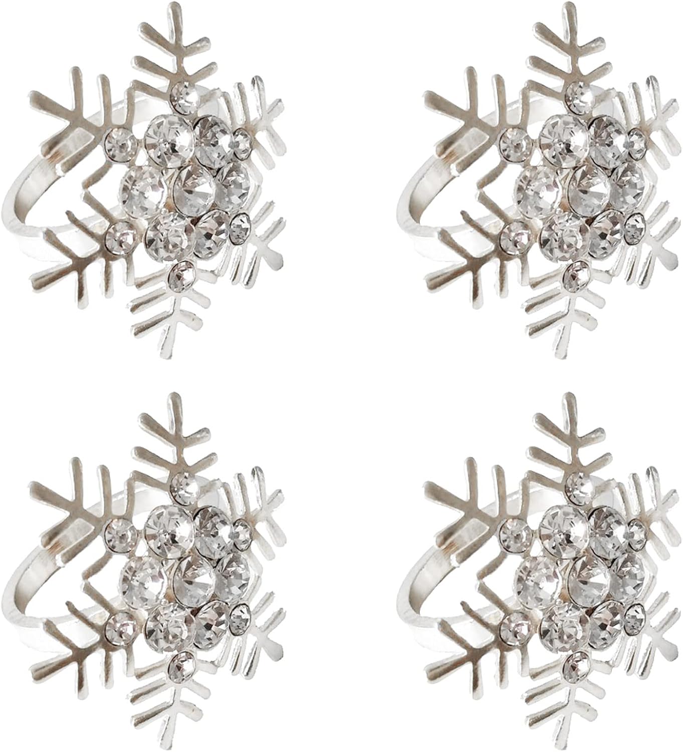 Christmas Napkin Ring Set 4Pcs Snowflake Napkin Holder Rings Silver Gold Modern Household…