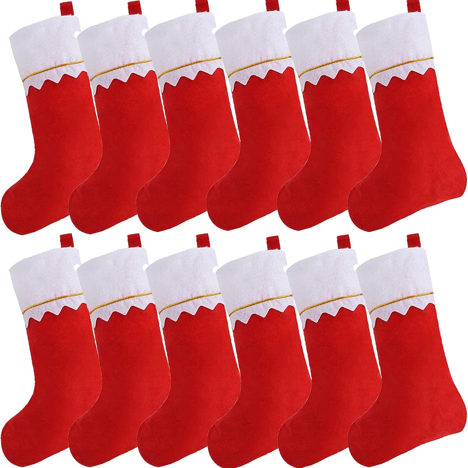Christmas Stocking 12 Pack 14" Felt Christmas Stockings Bulk White Red Xmas Stockings for…