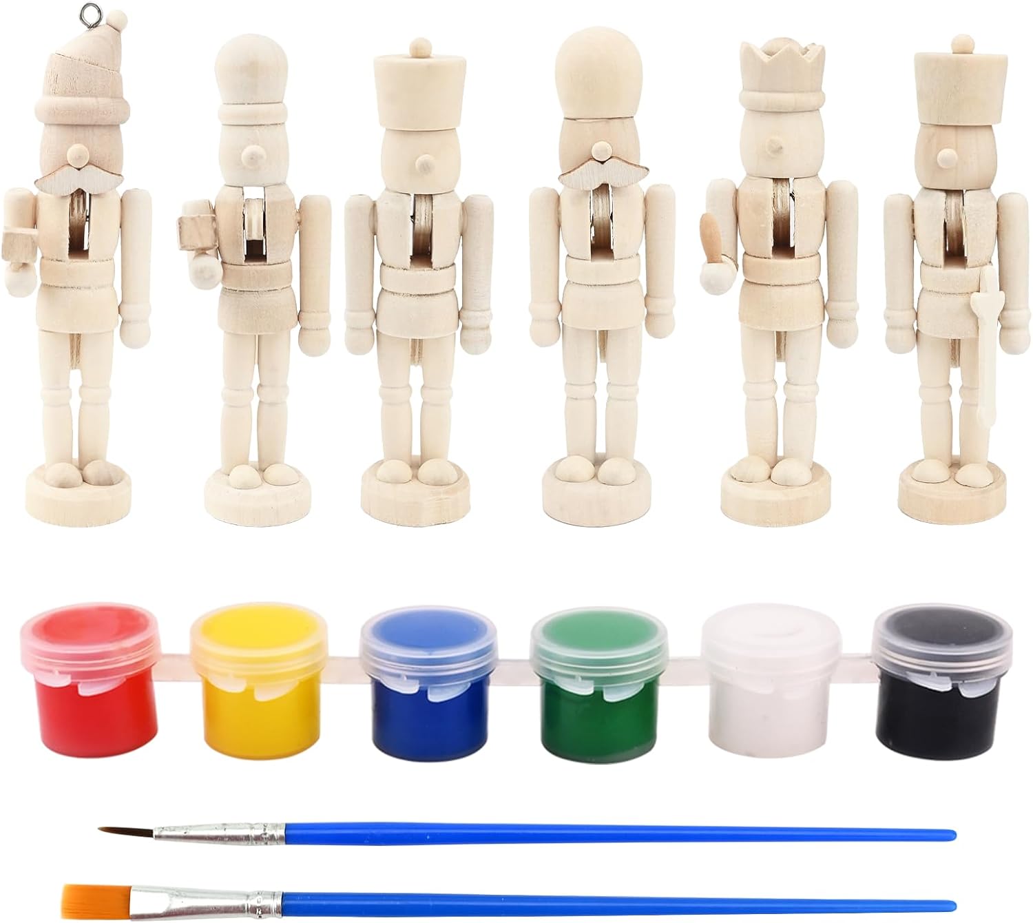 Vidillo Wooden Christmas Nutcracker Soldier 6PCS Unpainted Blank Nutcracker Soldier…