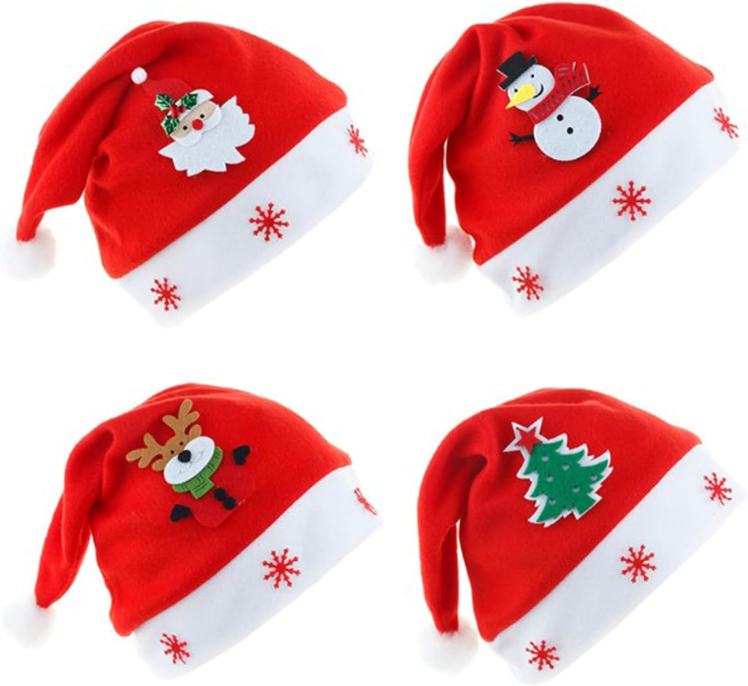 Vidillo Santa Hats 4Pcs Christmas Santa Hat Unisex Red White Thickened Santa…