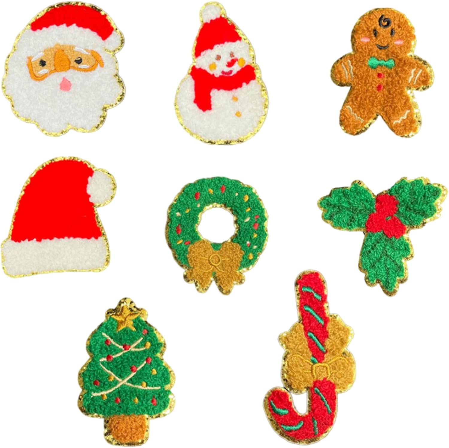 Christmas Iron on Patches 8Pcs Santa Snowman Tree Sew-on Embroidered Patch Embroidery…