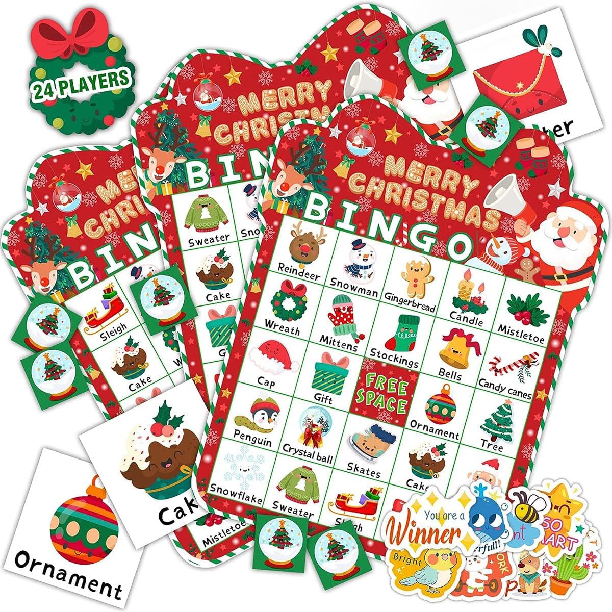 Vidillo Christmas Party Bingo Game for Adults Family 24 Players Christmas Bingo Calling…