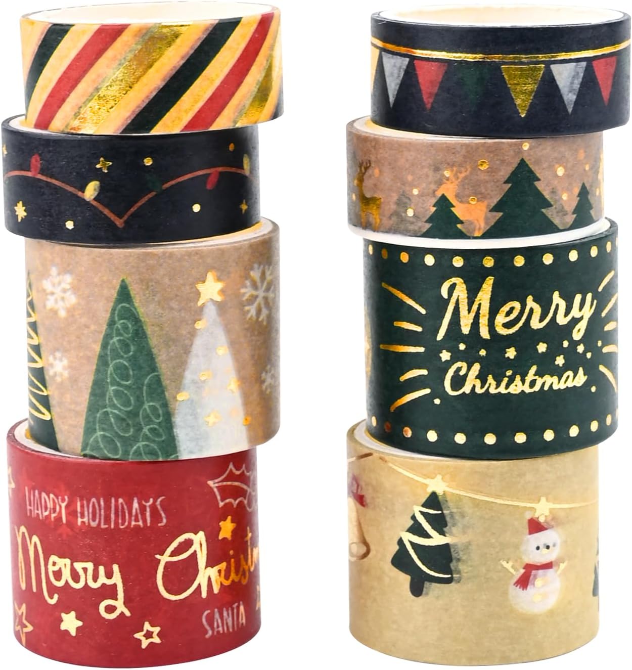 Christmas Washi Tape Set 8 Rolls Colorful Decorative Thin Tapes DIY Xmas Holiday…