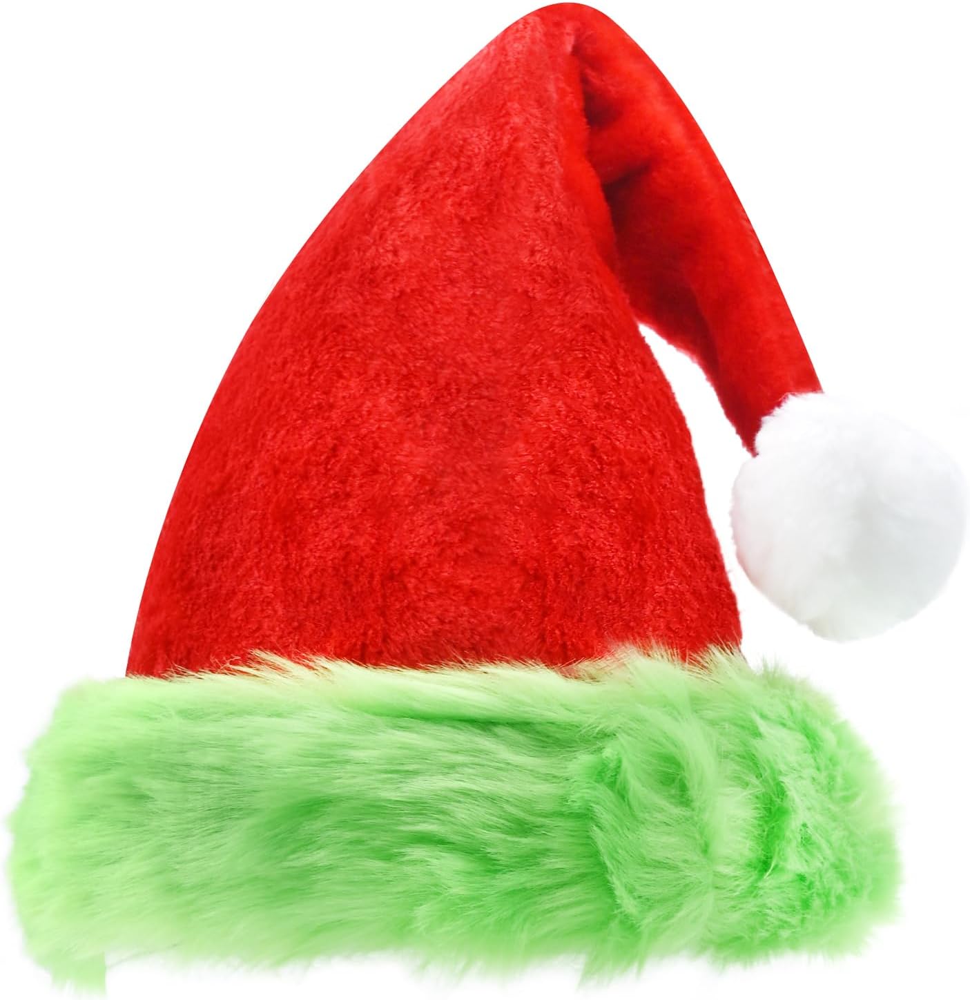 Santa Hats Grinch Christmas Santa Hat Unisex Red Green Thickened Velvet Comfort Plush…
