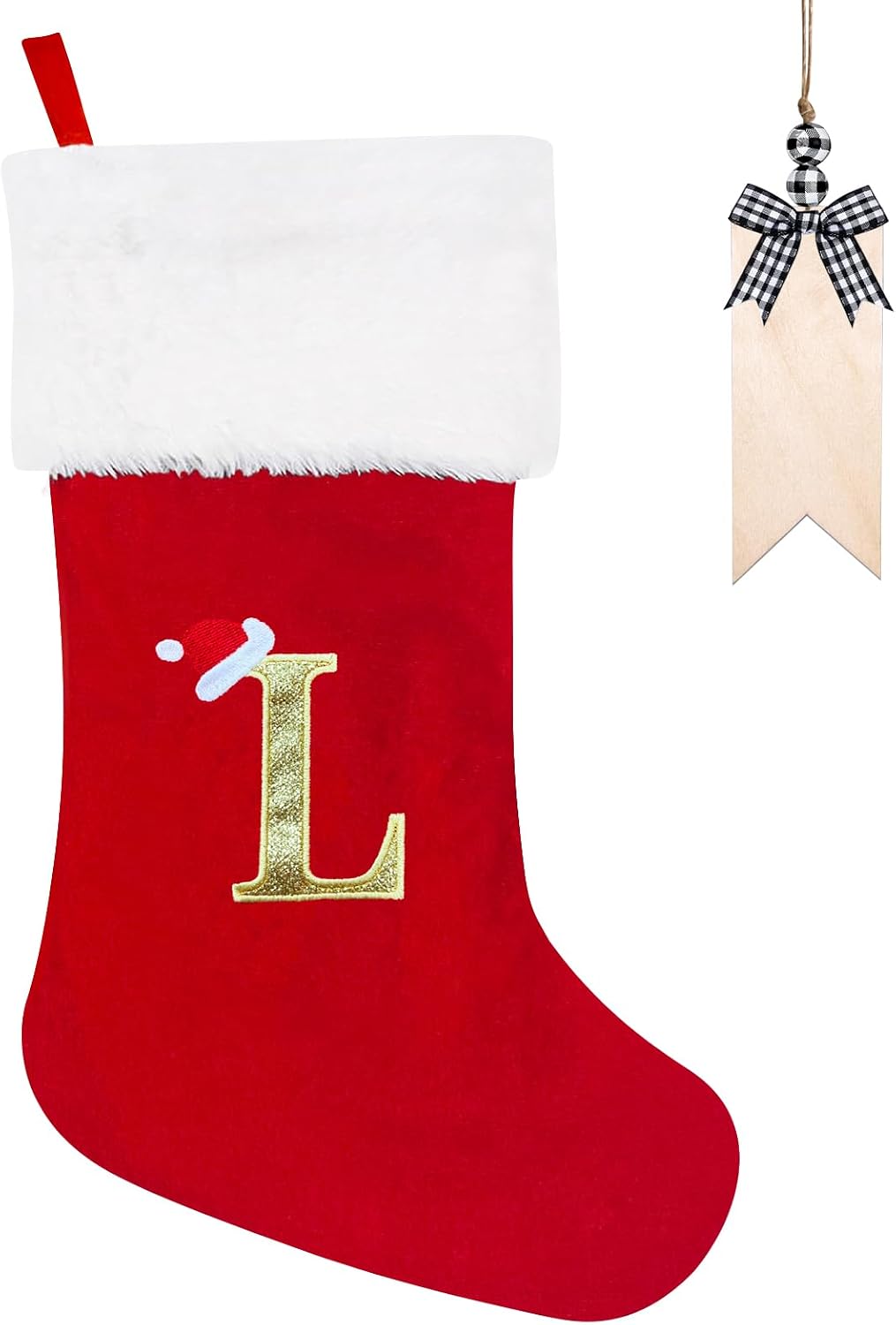 Christmas Stockings 50cm Personalised Christmas Stocking with Letter Large Monogram Red…