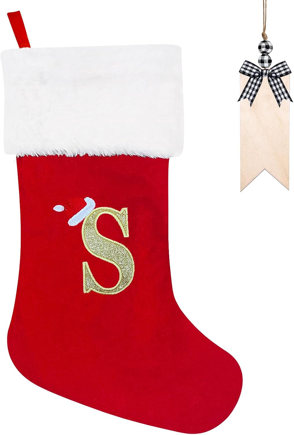 Christmas Stockings 50cm Personalised Christmas Stocking with Letter Large Monogram Red…