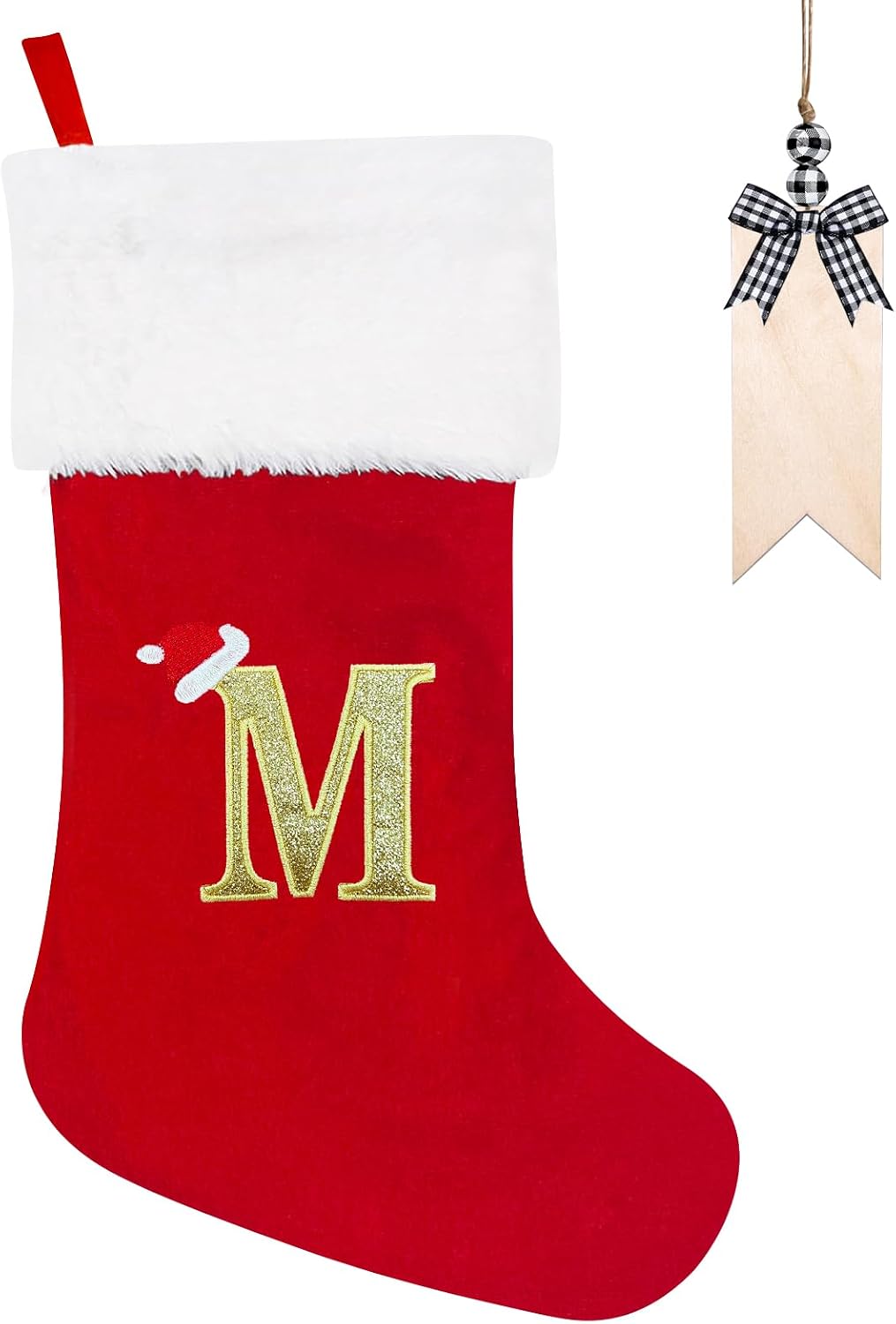 Christmas Stockings 50cm Personalised Christmas Stocking with Letter Large Monogram Red…