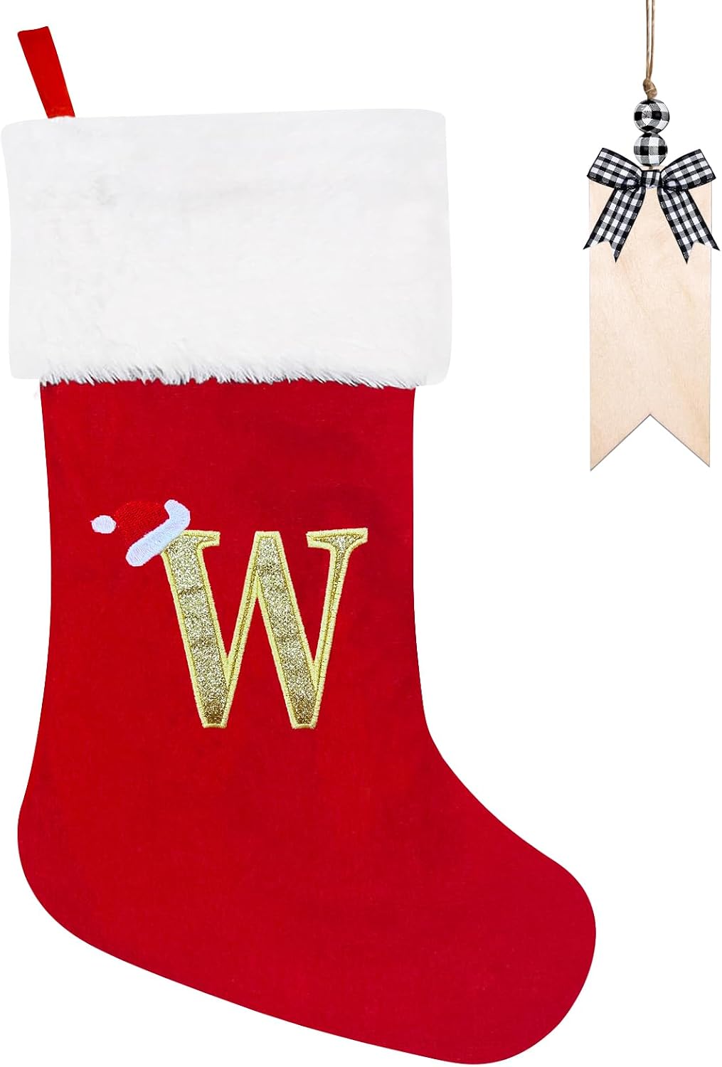 Christmas Stockings 50cm Personalised Christmas Stocking with Letter Large Monogram Red…