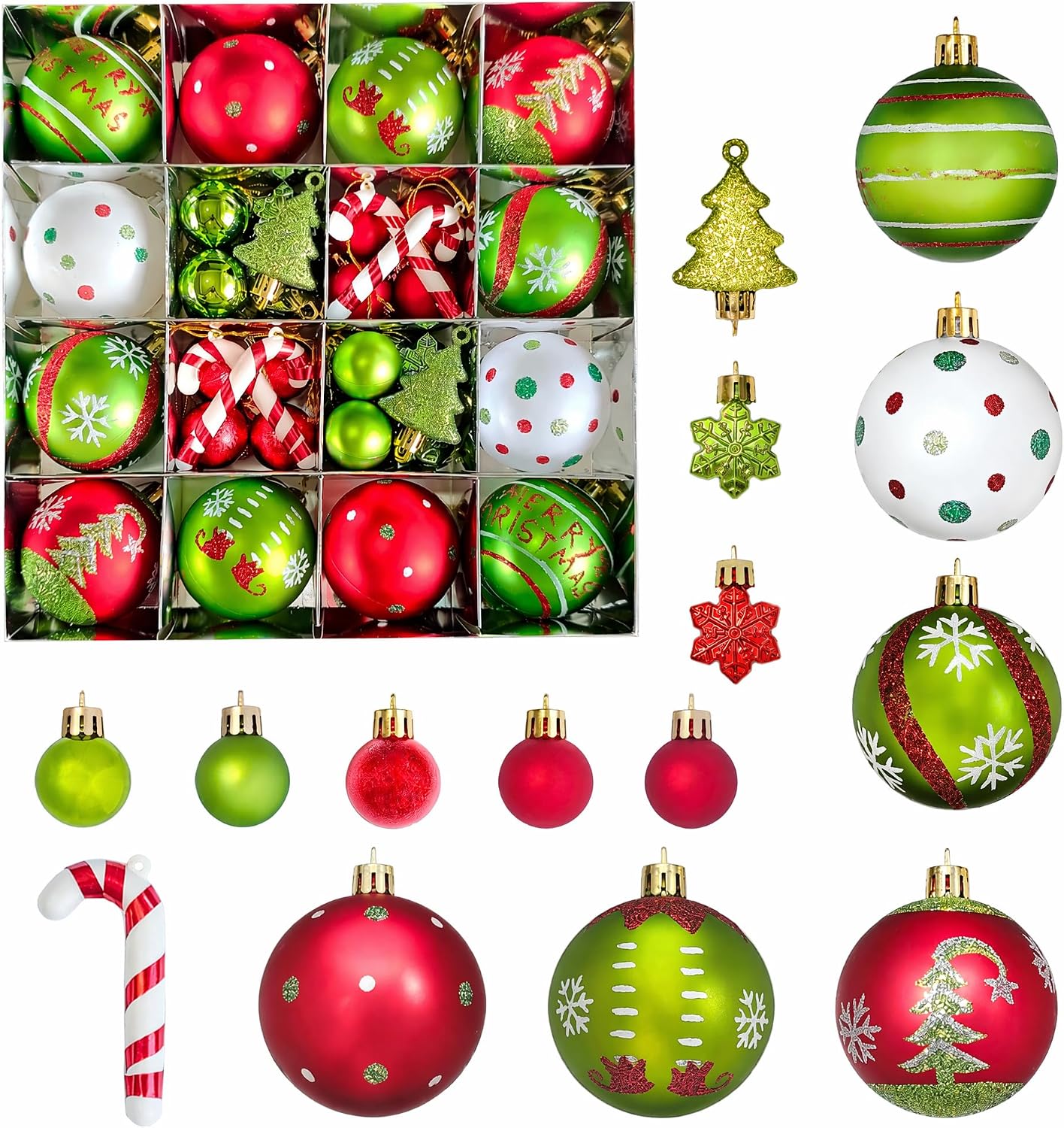 46Pcs Christmas Baubles Ornaments for Christmas Tree Decorations