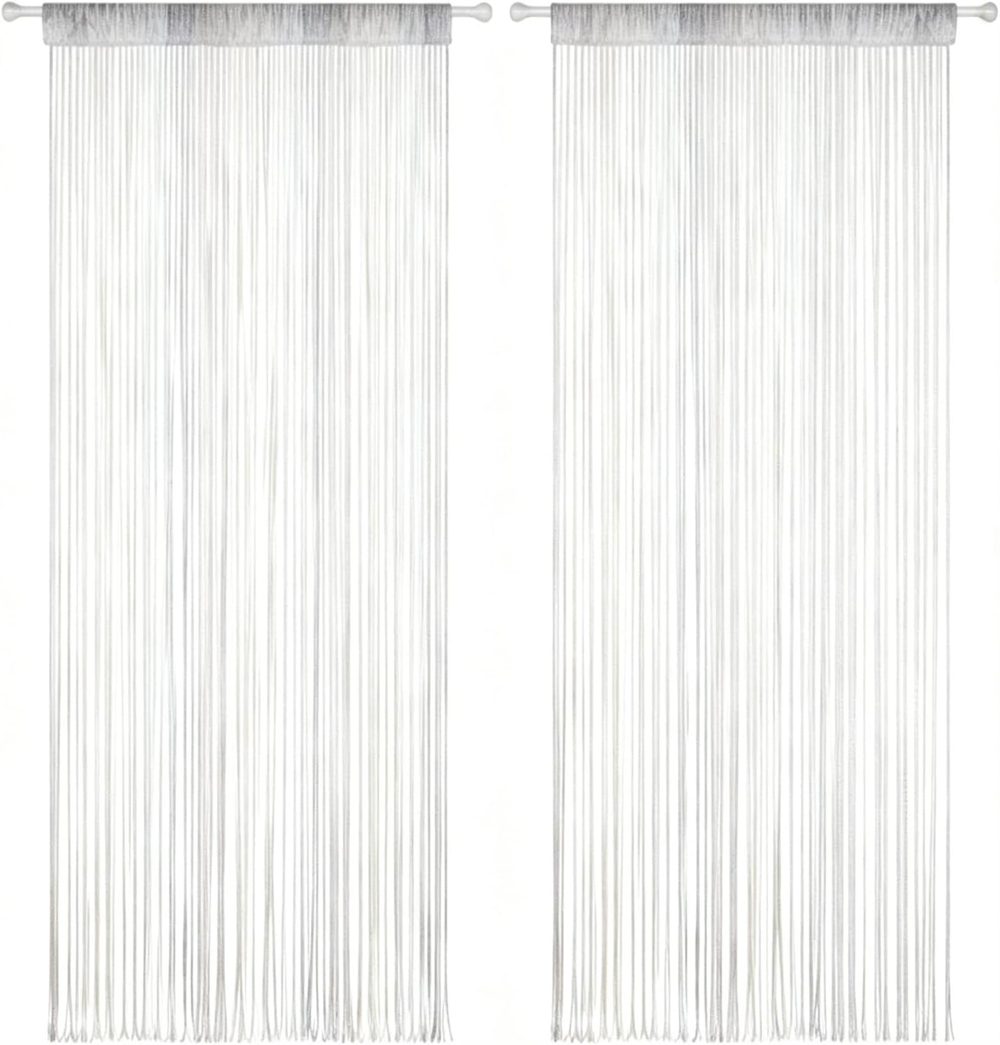 Vidillo 2 Pack Beaded Door Curtain100 x 200cm Fly Curtains for Doors(White)
