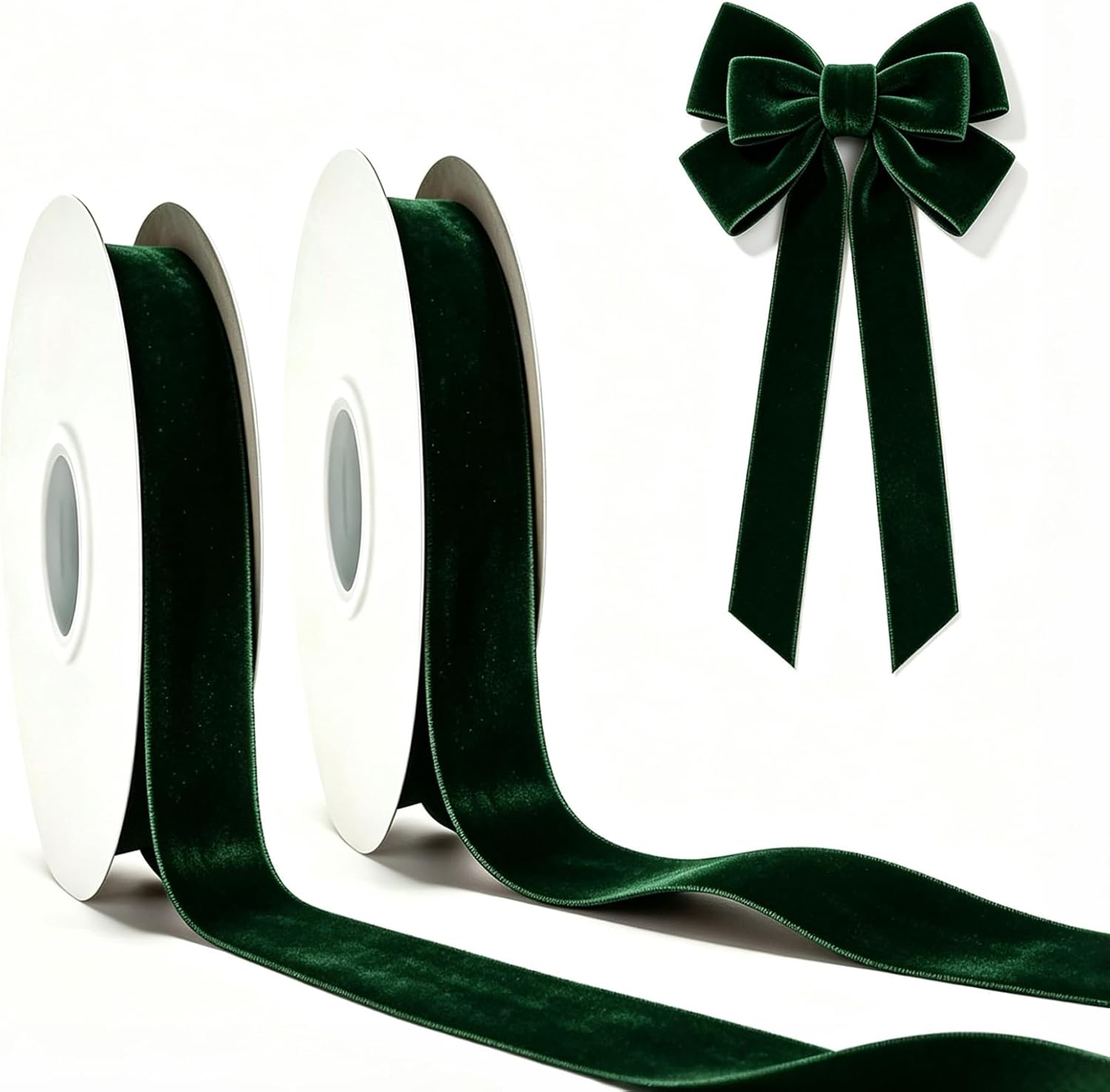 Green Velvet Ribbon 20mm x 20yards Christmas Ribbon for Gift Wrapping