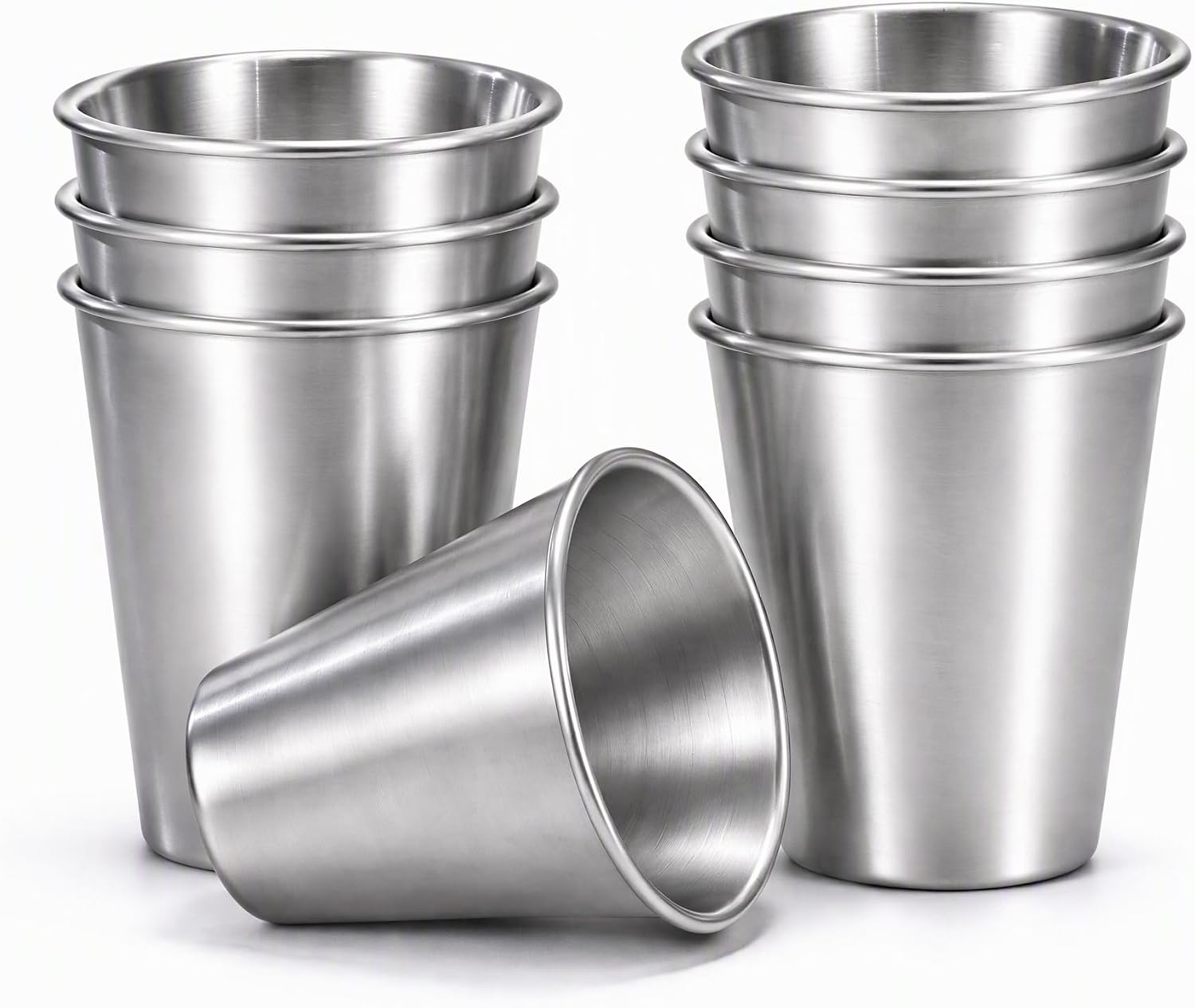 8 Pcs Stainless Steel Cup 304 Stainless Steel Tumbler 350ml Silver for Home