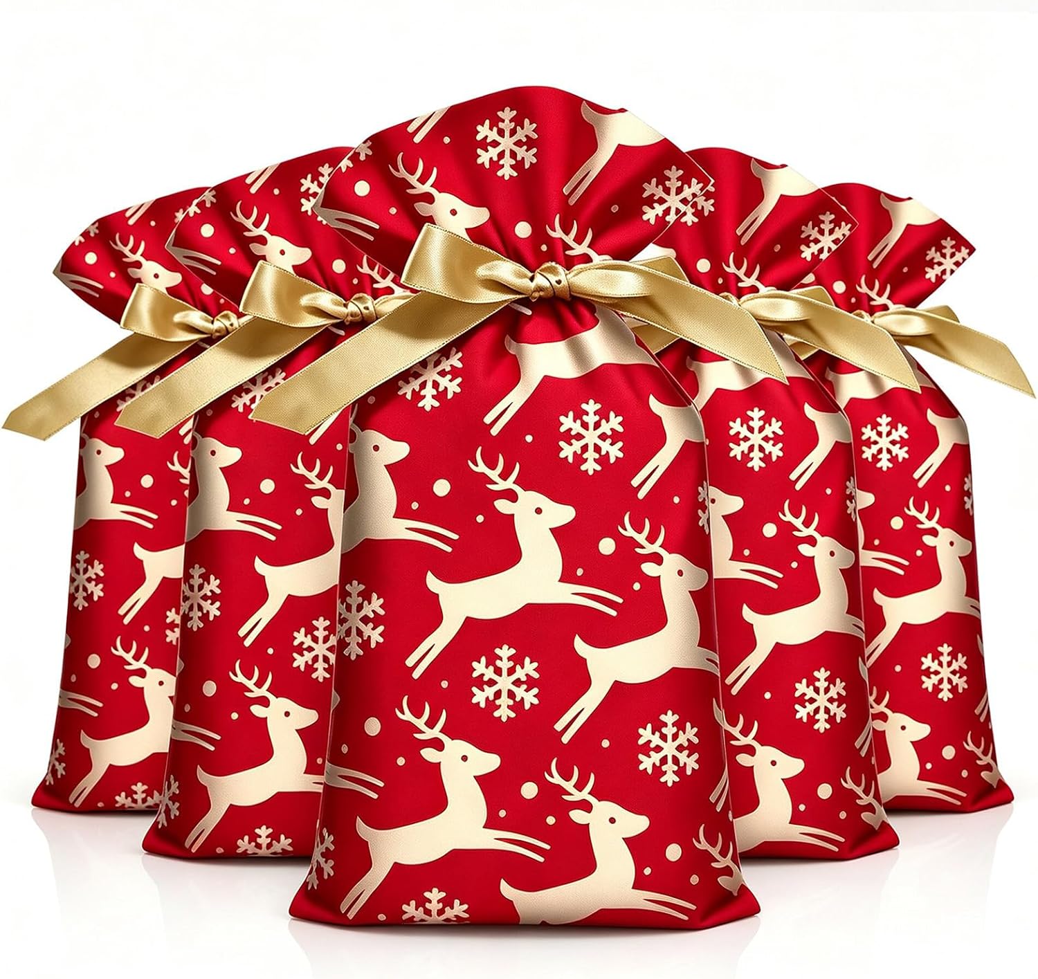 50pcs Christmas Drawstring Gift Bags Elk Christmas Holiday Pouch Gift Bags