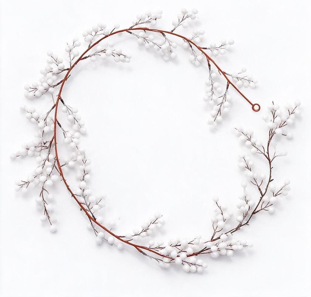 5.74FT White Christmas Berry Garland Artificial Berry Vine for Decoration